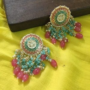 Pastel Meena Work Earrings